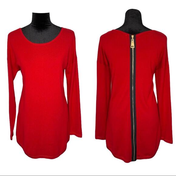 HILARY RADLEY for KATHERINE BARCLAY Red Sweater Short Dress Medium - Picture 1 of 11